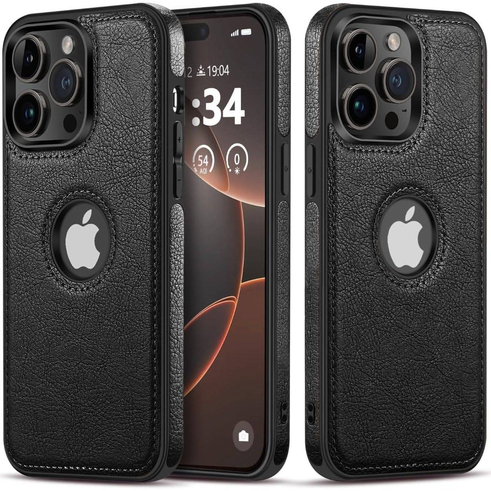 Vegan Leather Case iPhone 15 Pro Max Unisex Black New Slim Pebbled Grain Cover